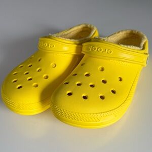 CROCS classic lined yellow clogs